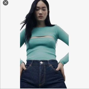 Zara arm warmer crop sweater and tube top